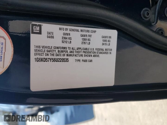 2006 Cadillac DTS 1SB z VIN 1G6KD57Y56U220535, wystawiony jako Copart lot #89196185 z przebiegiem 94 312 mil mil oraz Szkoda całkowita • Salvage title. Historia ofert i sprzedaży dostępna na DreamBid. Obrazek 12.