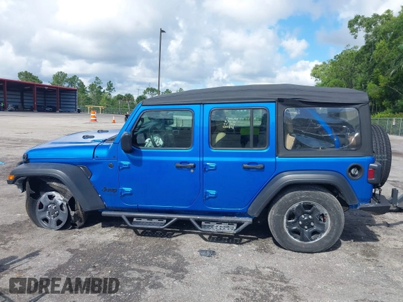 2022 Jeep Wrangler Unlimited Sport with VIN 1C4HJXDG3NW117155, listed as a IAAI auction lot 40240879 with 36,323 mi miles and . Bid and sale history available at DreamBid. Image 14.