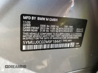 2021 BMW X4 M z VIN 5YMUJ0C02M9F18441, wystawiony jako Copart lot #43973985 z przebiegiem 60 632 mil mil oraz Szkoda całkowita • Salvage title. Historia ofert i sprzedaży dostępna na DreamBid. Obrazek 13.