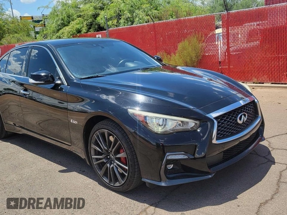 2018 Infiniti Q50 Red Sport 400 with VIN JN1FV7AR0JM481432, listed as a Copart auction lot 66191315 with 90,319 mi miles and Clean title. Bid and sale history available at DreamBid. Image 1.