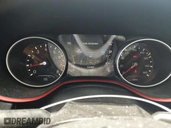 2020 Jeep Compass Trailhawk with VIN 3C4NJDDB1LT189240, listed as a Copart auction lot 57876235 with 70,309 mi miles and Salvage title. Bid and sale history available at DreamBid. Image 9.