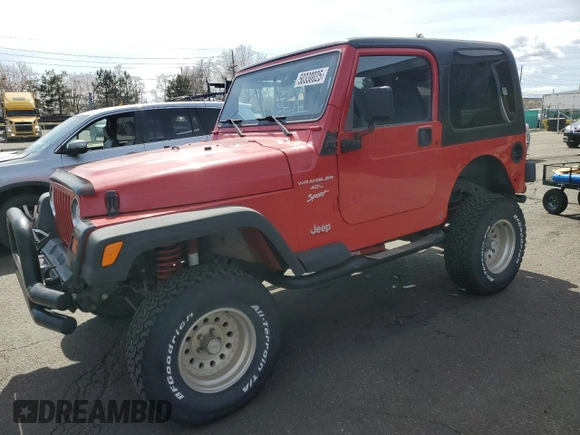 1999 Jeep Wrangler Sport z VIN 1J4FY19S4XP111512, wystawiony jako Copart lot #50330025 z przebiegiem 118 583 mil mil oraz Czysty tytuł • Clean title. Historia ofert i sprzedaży dostępna na DreamBid. Obrazek 1.