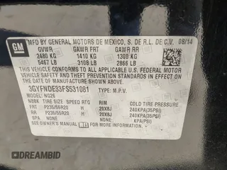 2015 Cadillac SRX Premium Collection with VIN 3GYFNDE33FS531081, listed as a IAAI auction lot 41763596 with 157,455 mi miles. Bid and sale history available at carsss.com. Image 9.