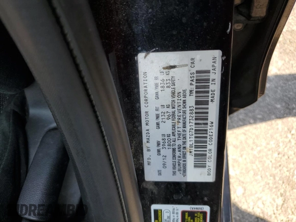 2013 Mazda 3 i SV with VIN JM1BL1TG7D1732883, listed as a Copart auction lot 64880515 with 176,182 mi miles and Clean title. Bid and sale history available at DreamBid. Image 12.