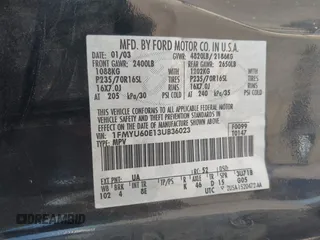 2003 Ford Explorer Sport XLS с VIN 1FMYU60E13UB36023, выставлен на аукционе IAAI как лот 42103714 с пробегом 172 565 миль миль и . История ставок и продаж доступна на DreamBid. Изображение 9.