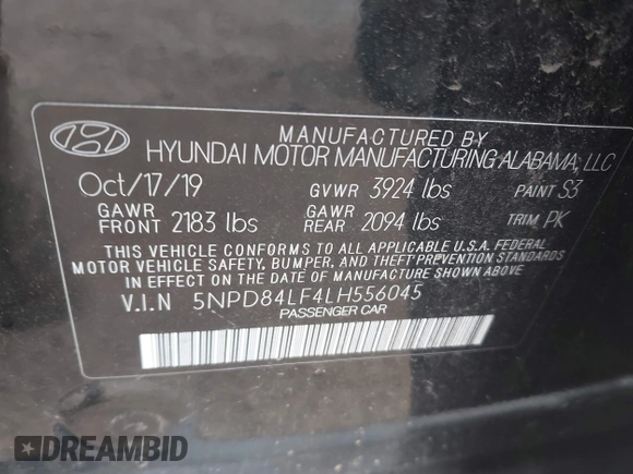2020 Hyundai Elantra Value Edition z VIN 5NPD84LF4LH556045, wystawiony jako IAAI lot #40319328 z przebiegiem 94 486 mil mil oraz . Historia ofert i sprzedaży dostępna na DreamBid. Obrazek 9.