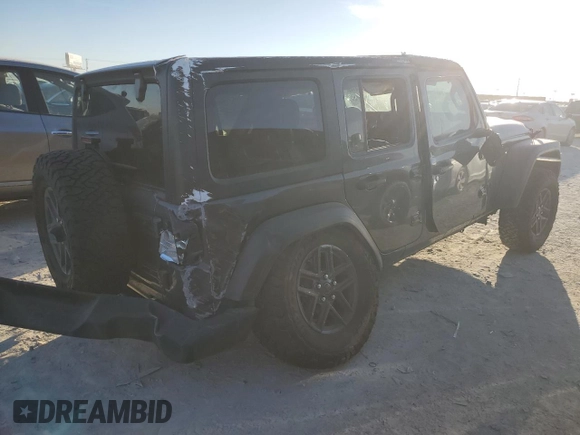 2024 Jeep Wrangler Sport S with VIN 1C4PJXDG9RW204575, listed as a Copart auction lot 46354145 with 29,874 mi miles and Salvage title. Bid and sale history available at DreamBid. Image 3.