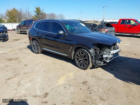 2022 BMW X3 sDrive30i with VIN 5UX43DP06N9M38769, listed as a IAAI auction lot 41260254 with 56,191 mi miles. Bid and sale history available at carsss.com. Image 1.