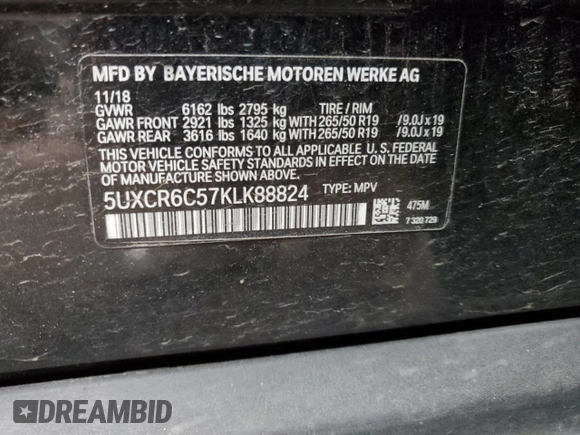 2019 BMW X5 xDrive40i z VIN 5UXCR6C57KLK88824, wystawiony jako Copart lot #47605315 z przebiegiem 154 364 mil mil oraz Szkoda całkowita • Salvage title. Historia ofert i sprzedaży dostępna na DreamBid. Obrazek 13.