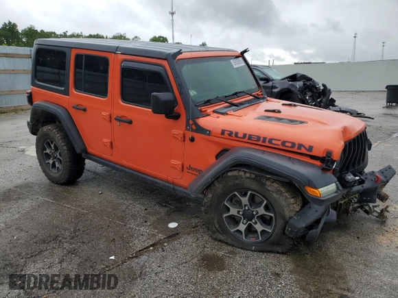 2018 Jeep Wrangler Unlimited Rubicon with VIN 1C4HJXFG7JW287624, listed as a Copart auction lot 59006895 with 64,871 mi miles and Salvage title. Bid and sale history available at DreamBid. Image 4.