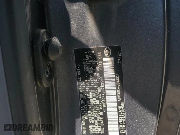 2008 Toyota Solara SE with VIN 4T1CE30PX8U763589, listed as a Copart auction lot 61347135 with 189,670 mi miles and Salvage title. Bid and sale history available at DreamBid. Image 12.