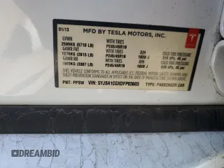 2013 Tesla Model S with VIN 5YJSA1CGXDFP03603, listed as a Copart auction lot 49352135 with 129,203 mi miles and Salvage title. Bid and sale history available at DreamBid. Image 13.