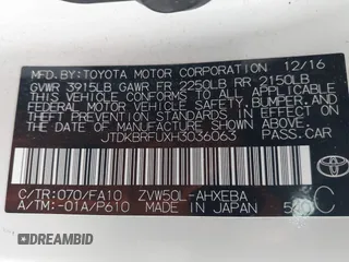 2017 Toyota Prius Two with VIN JTDKBRFUXH3036063, listed as a IAAI auction lot 42036676 with 202,873 mi miles. Bid and sale history available at carsss.com. Image 9.