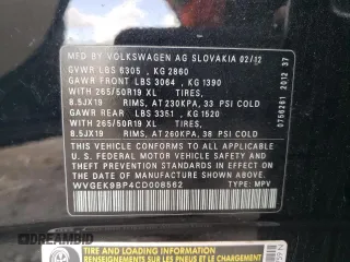 2012 Volkswagen Touareg Lux z VIN WVGEK9BP4CD008562, wystawiony jako Copart lot #47947675 z przebiegiem 136 048 mil mil oraz Szkoda całkowita • Salvage title. Historia ofert i sprzedaży dostępna na DreamBid. Obrazek 15.