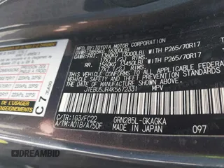 2019 Toyota 4Runner SR5 с VIN JTEBU5JR4K5672331, выставлен на аукционе IAAI как лот 41406698 с пробегом 81 623 миль миль и . История ставок и продаж доступна на DreamBid. Изображение 9.