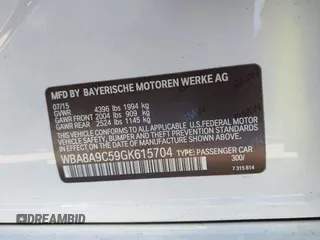 2016 BMW 3 Series 320i with VIN WBA8A9C59GK615704, listed as a IAAI auction lot 41431347 with 76,827 mi miles. Bid and sale history available at carsss.com. Image 9.