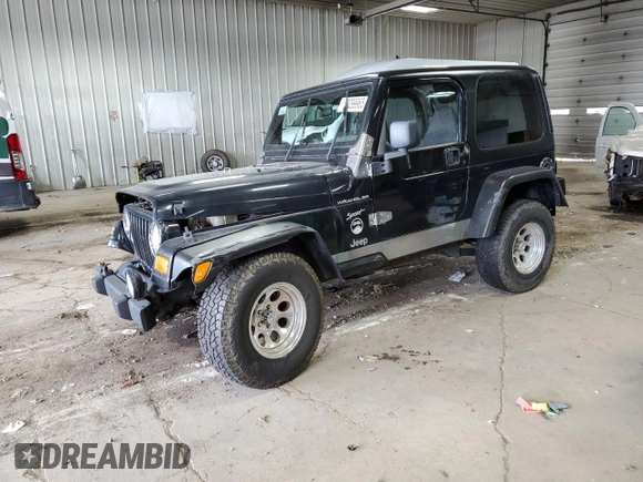 2002 Jeep Wrangler Sport with VIN 1J4FA49S62P713475, listed as a Copart auction lot 59299965 with 114,654 mi miles and Non repairable. Bid and sale history available at DreamBid. Image 1.