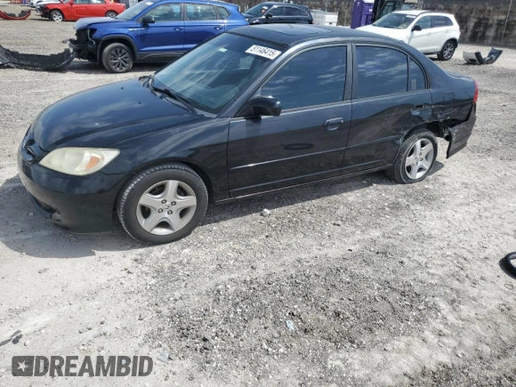 2004 Honda Civic EX with VIN 2HGES26774H632688, listed as a Copart auction lot 51146415 with 186,522 mi miles and Salvage Title. Bid and sale history available at DreamBid. Image 1.