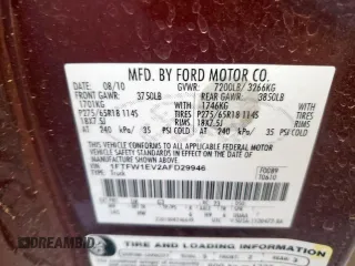 2010 Ford F-150 XL with VIN 1FTFW1EV2AFD29946, listed as a Copart auction lot 62202915 with 207,380 mi miles and Salvage title. Bid and sale history available at DreamBid. Image 12.