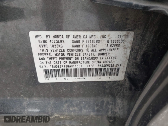 2016 Acura ILX Premium with VIN 19UDE2F78GA011501, listed as a IAAI auction lot 42395431 with 119,530 mi miles and . Bid and sale history available at DreamBid. Image 9.