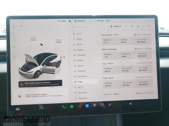 2025 Tesla Model 3 Long Range z VIN 5YJ3E1EB1SF962360, wystawiony jako Copart lot #54586115 z przebiegiem 391 mil mil oraz Szkoda całkowita • Salvage title. Historia ofert i sprzedaży dostępna na DreamBid. Obrazek 9.