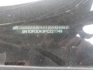 2023 Nissan Pathfinder Platinum with VIN 5N1DR3DK9PC221749, listed as a Copart auction lot 60127525 with 37,458 mi miles and Salvage title. Bid and sale history available at DreamBid. Image 13.