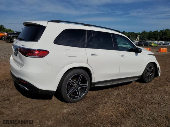 2022 Mercedes-Benz GLS with VIN 4JGFF5KE6NA604308, listed as a Copart auction lot 59585654 with 36,369 mi miles and Salvage Title. Bid and sale history available at carsss.com. Image 3.