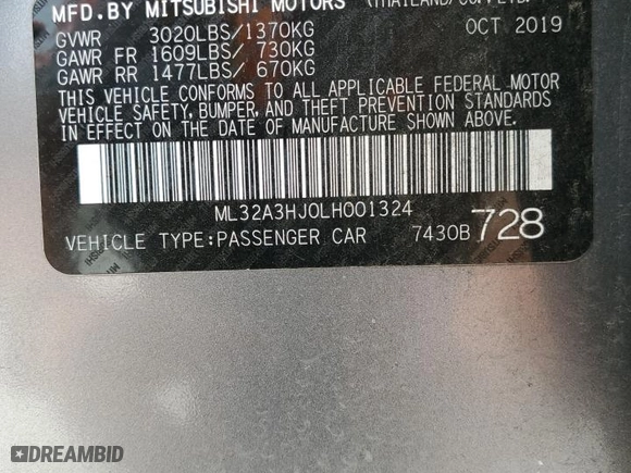 2020 Mitsubishi Mirage ES with VIN ML32A3HJ0LH001324, listed as a Copart auction lot 48916745 with 23,359 mi miles and Salvage Title. Bid and sale history available at carsss.com. Image 12.