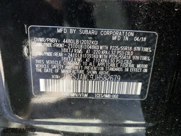 2018 Subaru Forester Touring with VIN JF2SJAWC9JH582679, listed as a Copart auction lot 50230125 with 42,323 mi miles and Salvage Title. Bid and sale history available at carsss.com. Image 13.