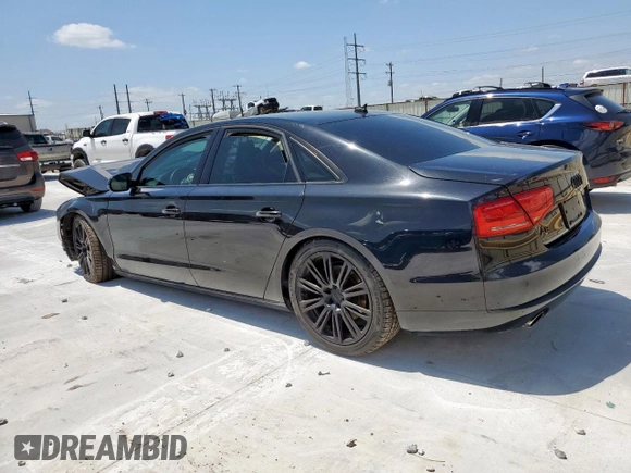 2013 Audi A8 3.0L with VIN WAUAGAFD7DN015052, listed as a Copart auction lot 60095565 with Not provided miles and Salvage title. Bid and sale history available at DreamBid. Image 2.