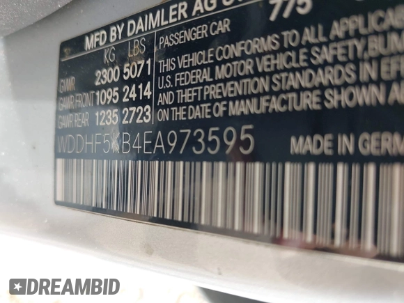 2014 Mercedes-Benz E 350 Sport with VIN WDDHF5KB4EA973595, listed as a IAAI auction lot 42125379 with 162,320 mi miles and . Bid and sale history available at DreamBid. Image 9.