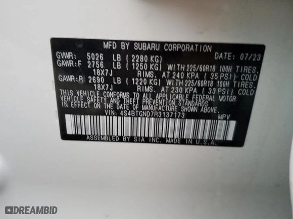 2024 Subaru Outback Limited XT with VIN 4S4BTGND7R3137173, listed as a Copart auction lot 78516384 with 5,454 mi miles and Salvage Title. Bid and sale history available at carsss.com. Image 13.