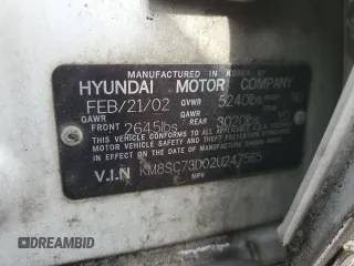 2002 Hyundai Santa Fe GLS with VIN KM8SC73D02U247565, listed as a Copart auction lot 82780014 with Not Provided miles and Salvage Title. Bid and sale history available at carsss.com. Image 13.