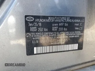 2018 Hyundai Sonata SEL with VIN 5NPE34AF2JH685825, listed as a Copart auction lot 52036325 with 45,680 mi miles and Salvage Title. Bid and sale history available at DreamBid. Image 12.