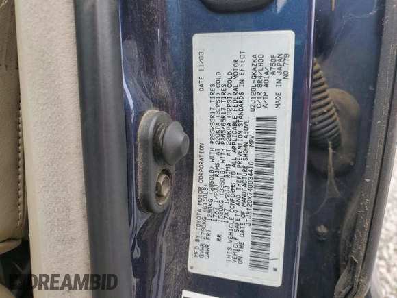 2004 Lexus GX 470 z VIN JTJBT20X740034416, wystawiony jako Copart lot #50888295 z przebiegiem Nie podano mil oraz Szkoda całkowita • Salvage title. Historia ofert i sprzedaży dostępna na DreamBid. Obrazek 13.