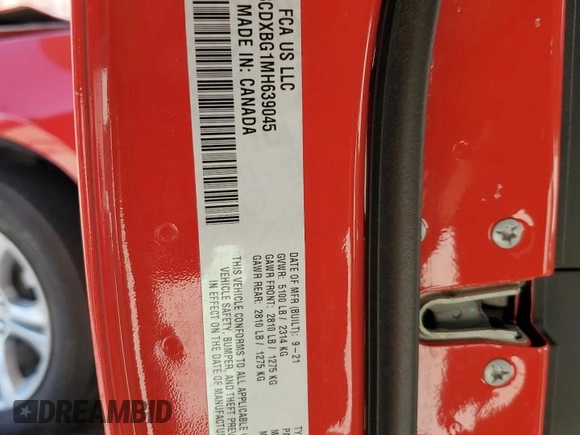 2021 Dodge Charger SXT with VIN 2C3CDXBG1MH639045, listed as a Copart auction lot 55237065 with 65,109 mi miles and Salvage Title. Bid and sale history available at carsss.com. Image 13.