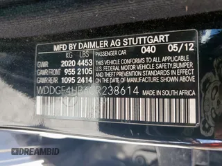 2012 Mercedes-Benz C 250 Sport с VIN WDDGF4HB6CR238614, выставлен на аукционе Copart как лот 61547715 с пробегом 107 849 миль миль и Списание • Salvage title. История ставок и продаж доступна на DreamBid. Изображение 12.