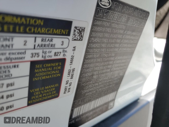 2020 Land Rover Range Rover Sport HSE z VIN SALWR2SU1LA890785, wystawiony jako Copart lot #49615695 z przebiegiem 36 988 mil mil oraz Szkoda całkowita • Salvage title. Historia ofert i sprzedaży dostępna na DreamBid. Obrazek 13.