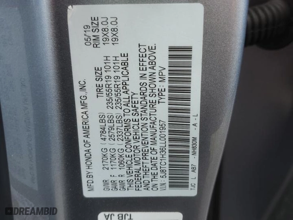 2020 Acura RDX with VIN 5J8TC1H36LL001957, listed as a Copart auction lot 79183484 with 0 mi miles and Salvage Title. Bid and sale history available at carsss.com. Image 13.