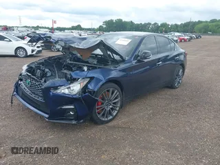 2024 Infiniti Q50 Red Sport 400 with VIN JN1FV7DR3RM680708, listed as a IAAI auction lot 42105449 with 2,681 mi miles and . Bid and sale history available at DreamBid. Image 2.