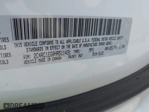 2017 Chrysler Pacifica Touring L Plus with VIN 2C4RC1EG0HR511431, listed as a IAAI auction lot 42242917 with 170,375 mi miles and . Bid and sale history available at DreamBid. Image 9.