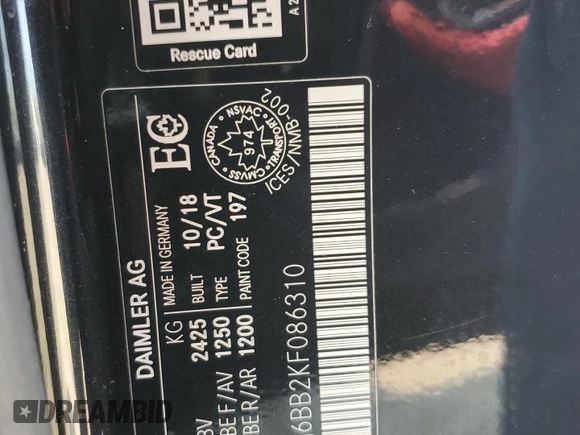 2019 Mercedes-Benz E-Class AMG E 53 with VIN WDD1J6BB2KF086310, listed as a Copart auction lot 69643684 with 60,123 mi miles and Clean Title. Bid and sale history available at carsss.com. Image 13.