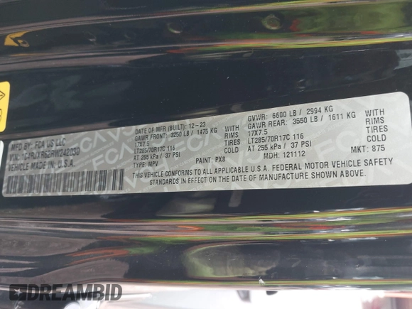 2024 Jeep Wrangler Rubicon с VIN 1C4RJXR62RW242030, выставлен на аукционе IAAI как лот 42249586 с пробегом 47 977 миль миль и . История ставок и продаж доступна на DreamBid. Изображение 9.