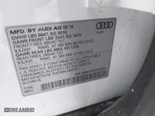 2019 Audi Q7 Prestige with VIN WA1VAAF74KD008394, listed as a IAAI auction lot 41610076 with 43,511 mi miles. Bid and sale history available at carsss.com. Image 9.