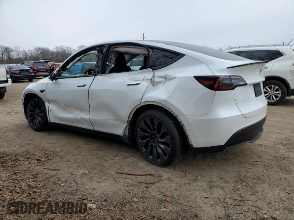 2022 Tesla Model Y Performance with VIN 7SAYGDEF7NF311990, listed as a Copart auction lot 43705395 with 25,651 mi miles and Salvage Title. Bid and sale history available at DreamBid. Image 2.