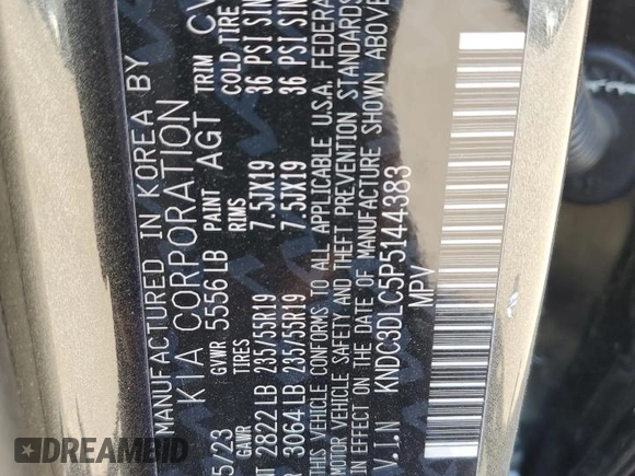2023 Kia EV6 Wind with VIN KNDC3DLC5P5144383, listed as a Copart auction lot 54276445 with Not Provided miles and Salvage Title. Bid and sale history available at DreamBid. Image 12.
