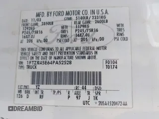2004 Ford Ranger XL Fleet with VIN 1FTZR45E64PA52528, listed as a IAAI auction lot 42183045 with 103,324 mi miles. Bid and sale history available at carsss.com. Image 9.