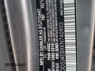 2019 Mercedes-Benz CLA 250 with VIN WDDSJ4EBXKN740903, listed as a Copart auction lot 40027804 with Not Provided miles and . Bid and sale history available at DreamBid. Image 13.