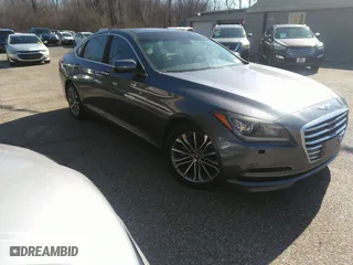2015 Hyundai Genesis 3.8L with VIN KMHGN4JE8FU045511, listed as a IAAI auction lot 41760824 with 107,264 mi miles. Bid and sale history available at carsss.com. Image 1.