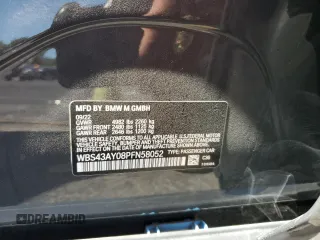 2023 BMW M3 Competition xDrive with VIN WBS43AY08PFN58052, listed as a Copart auction lot 57054885 with 28,675 mi miles and Salvage title. Bid and sale history available at DreamBid. Image 12.